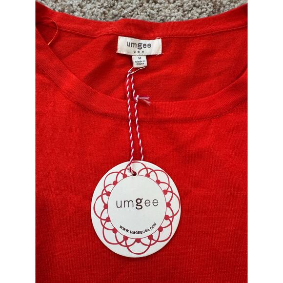 NWT - UMGEE Tangerine Ruffle Sleeve sweater, Red/Orange, festive & fun!! medium - Picture 3 of 11